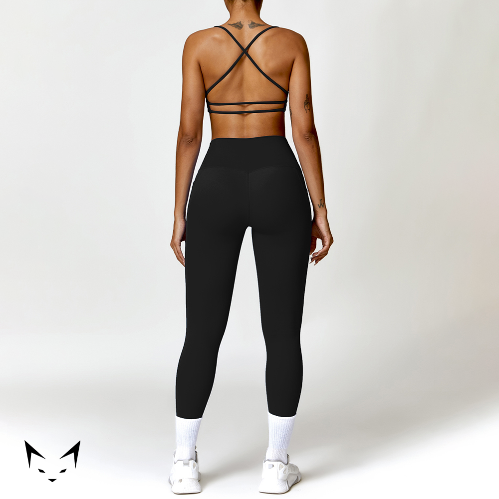 Cross Back Bra & Pocket Leggings Matched Set